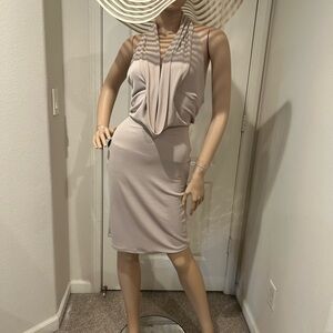 LULY K NYC Taupe Halter Dress – Size Small – Elegant Spring Occasion Dress